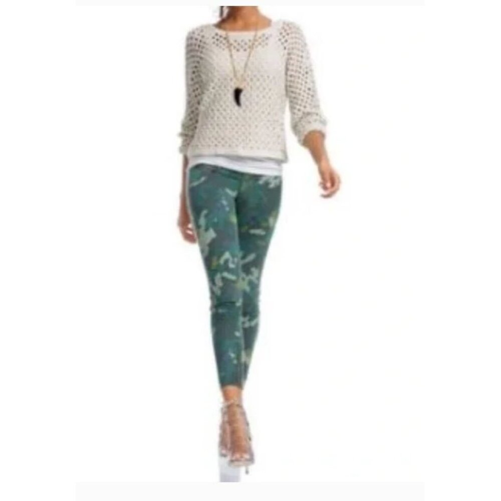 Cabi Clover Camo Skinny Jeans Style 766 Women's 6 Stretch Ankle zips - Picture 3 of 11